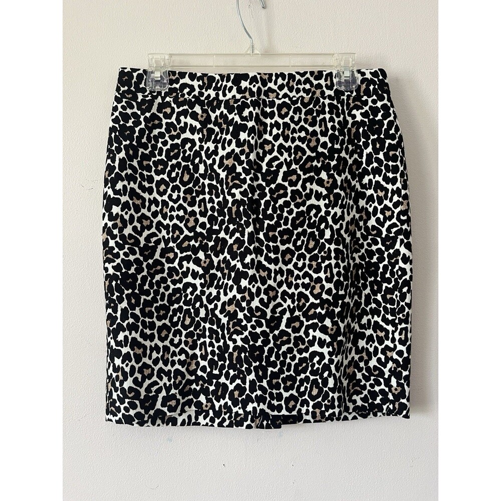 J.Crew The Pencil Skirt Leopard Print Size 6P NWT Cotton Lined Mini Skirt